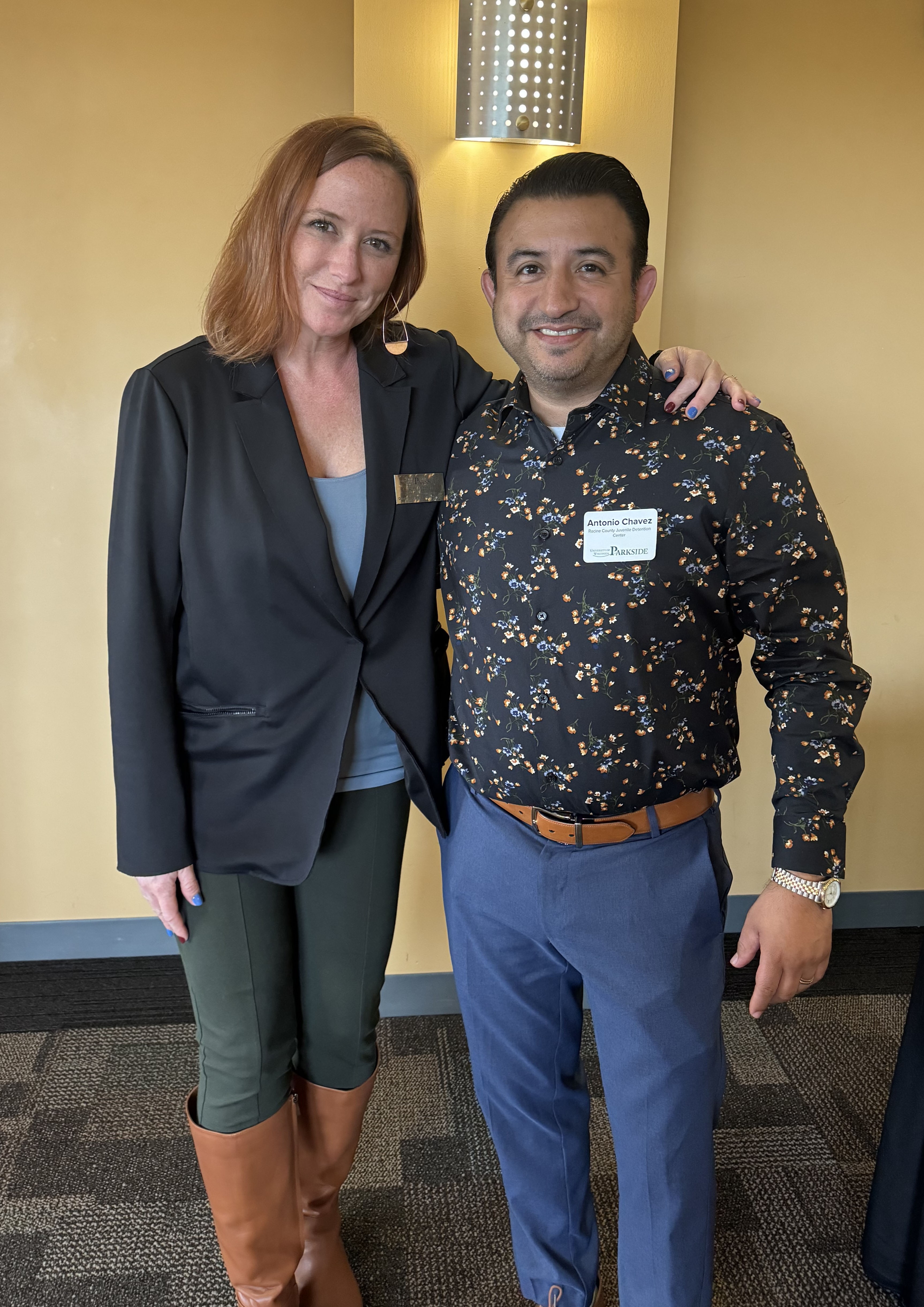 McDonald and Chavez 2025 Community Partner Award Dr. Aubri McDonald, Professor of Racine, Crime, Law, Community-based learning course, and Superintendent of the Youth Development and Care Center of Racine County, Tony Chavez