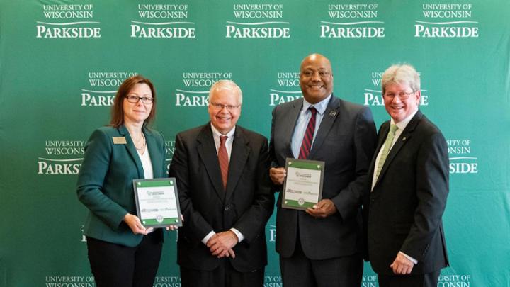 Chancellor Akey, President Rothman, Michael Bond, and Regent Kreuser