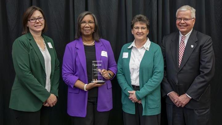 Chancellor Akey, April Puryear, Tammy McGuckin, and President Rothman