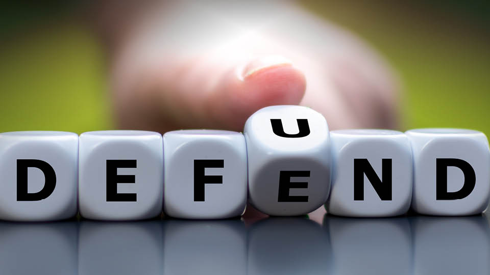image of dice with defend/defund