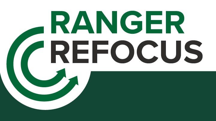ranger refocus brand in green with a circle of arrows pointing up