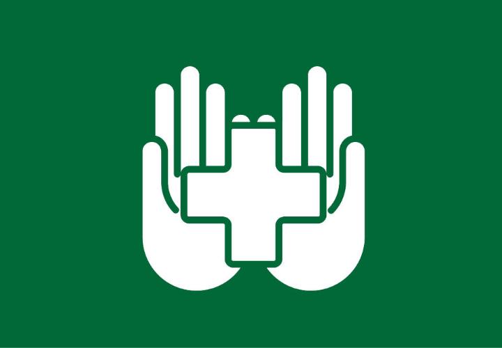 Icon of hands with med cross