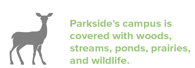 Stunning 720-Acre Campus Stunning 720-Acre Campus is covered with woods, streams, ponds, prairies, and wildlife.